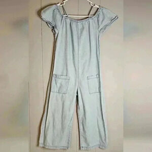 Zara Girls Collection Denim Jumpsuit Romper Pockets Size 11/12